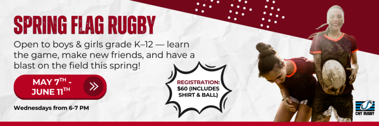 Get your child active this spring with CNY Flag Rugby! Open to boys and girls K–12, this fun, non-contact program builds skills, teamwork, and confidence. Register today!